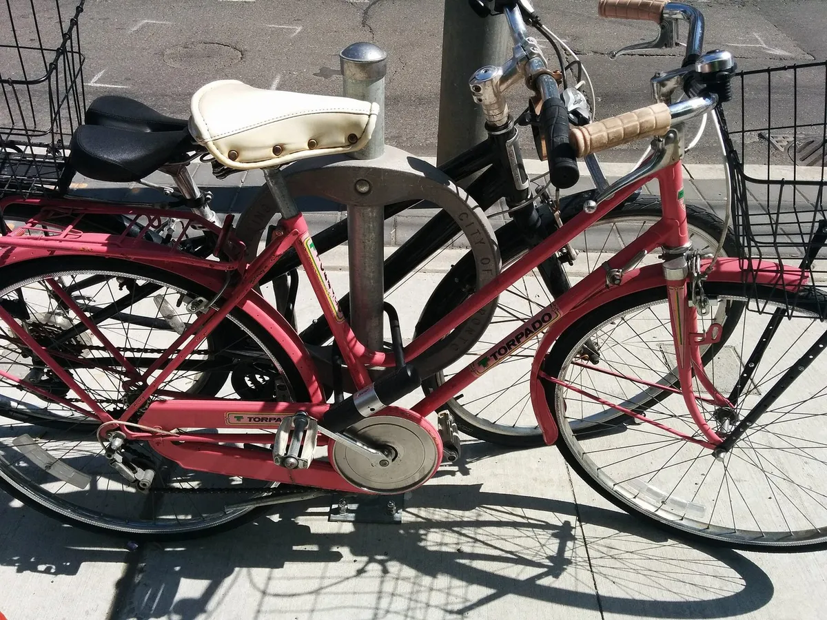 bikes locked rack