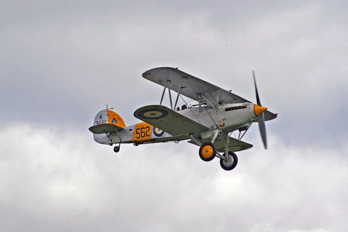 vintage fighter plane flying