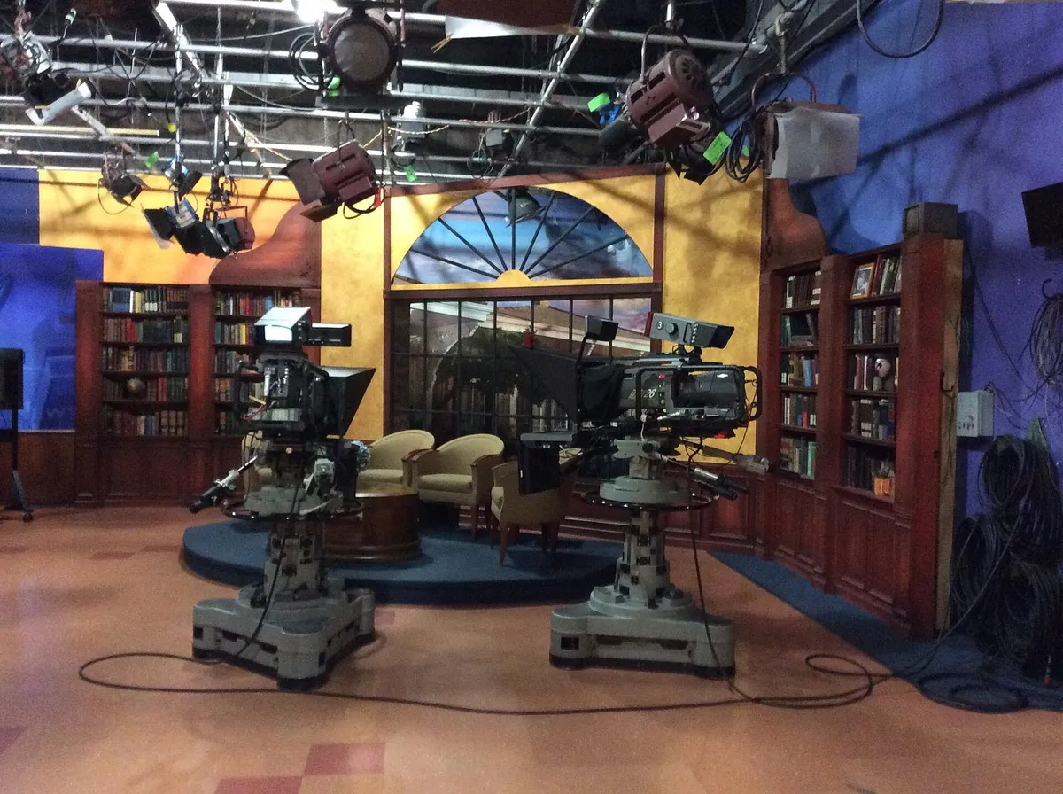 TV studio cameras stage